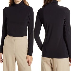 NEW Nordstrom 2021 Lightweight Turtleneck Top Black Size Medium Minimal Funnel M